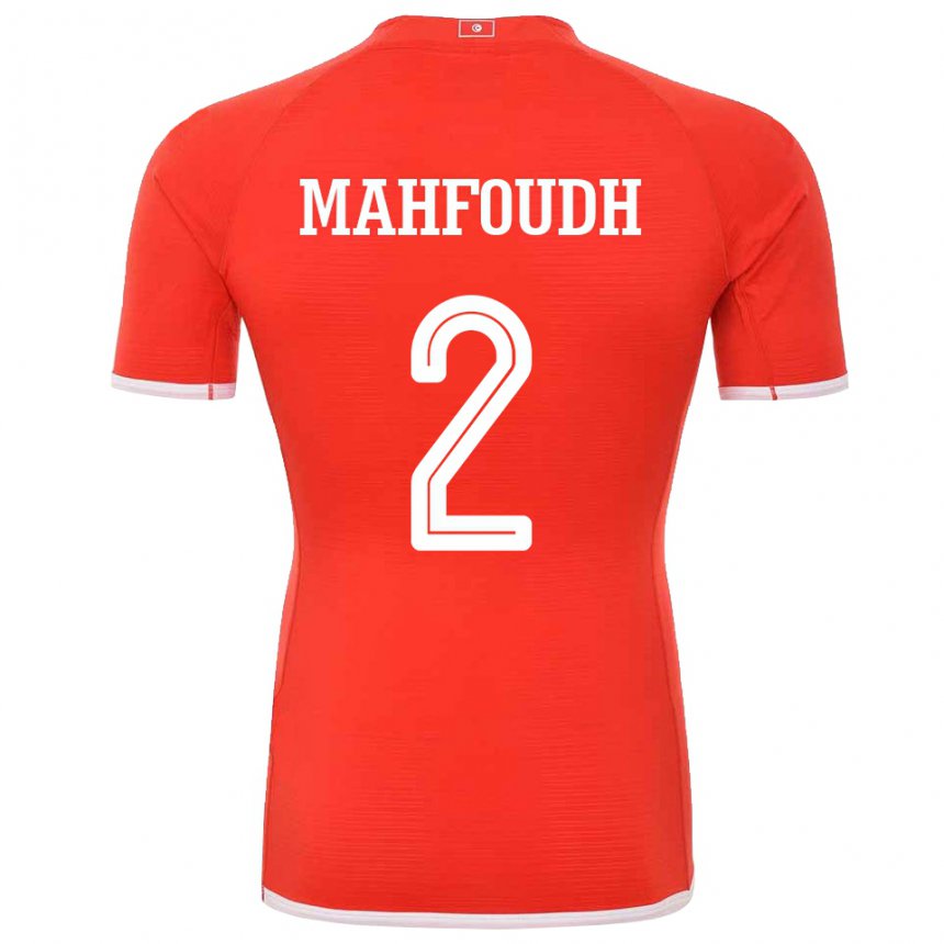 Hombre Camiseta Túnez Dhikra Mahfoudh #2 Rojo 1ª Equipación 22-24 La Camisa