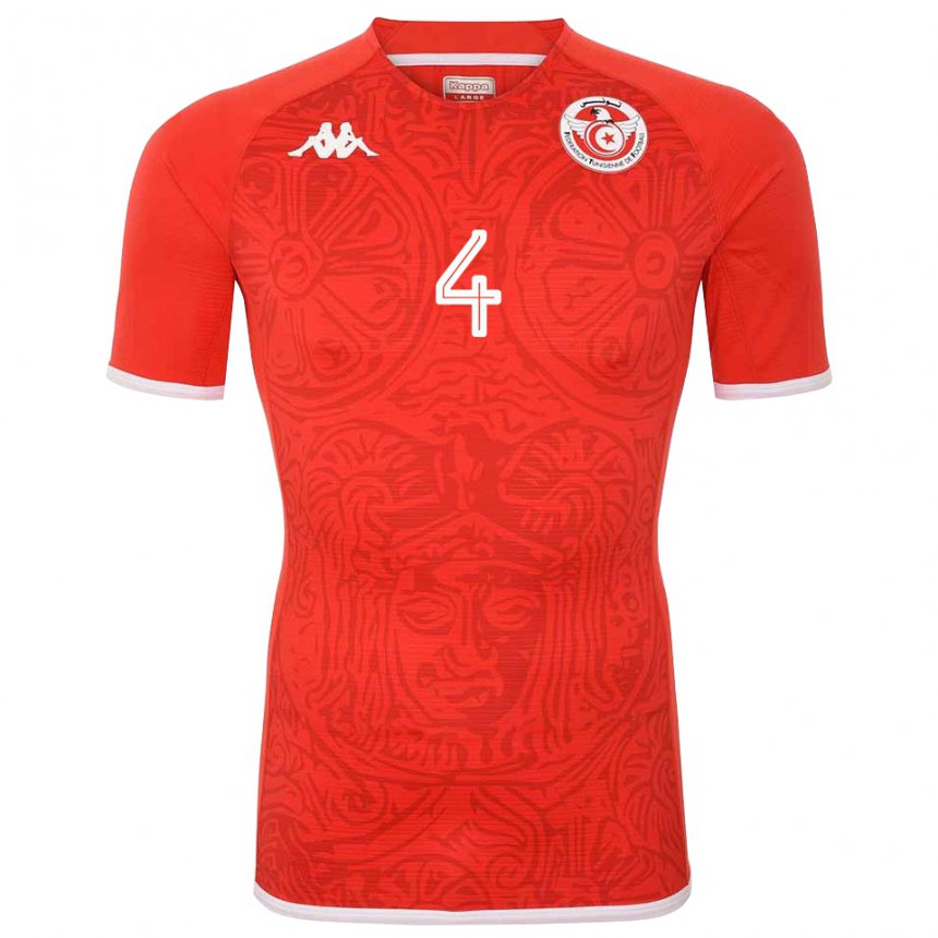 Hombre Camiseta Túnez Chaima Alabbassi #4 Rojo 1ª Equipación 22-24 La Camisa