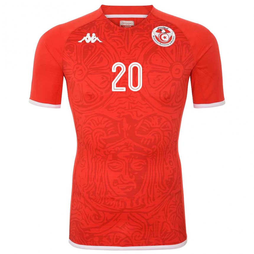 Hombre Camiseta Túnez Leila Maknoun #20 Rojo 1ª Equipación 22-24 La Camisa