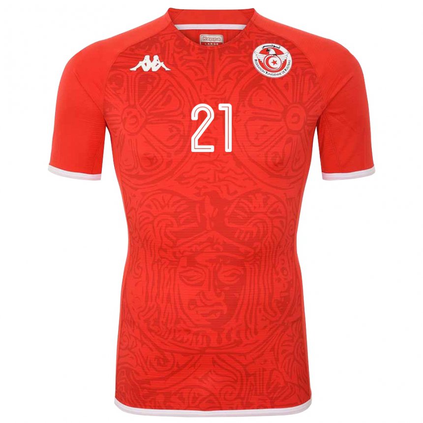 Hombre Camiseta Túnez Firas Mehdouani #21 Rojo 1ª Equipación 22-24 La Camisa