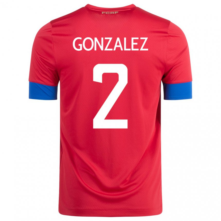 Hombre Camiseta Costa Rica Julian Gonzalez #2 Rojo 1ª Equipación 22-24 La Camisa