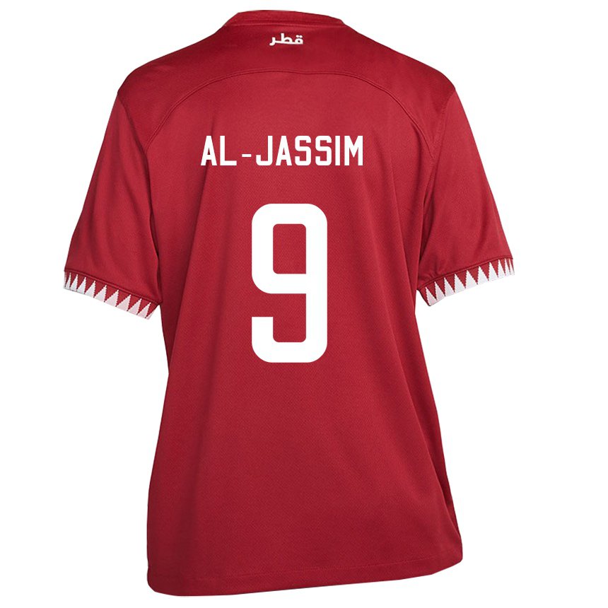 Hombre Camiseta Catar Kholoud Al Jassim #9 Granate 1ª Equipación 22-24 La Camisa