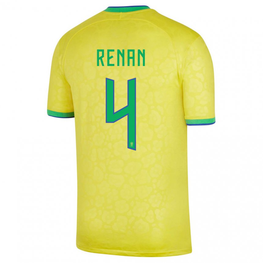 Hombre Camiseta Brasil Robert Renan #4 Amarillo 1ª Equipación 22-24 La Camisa