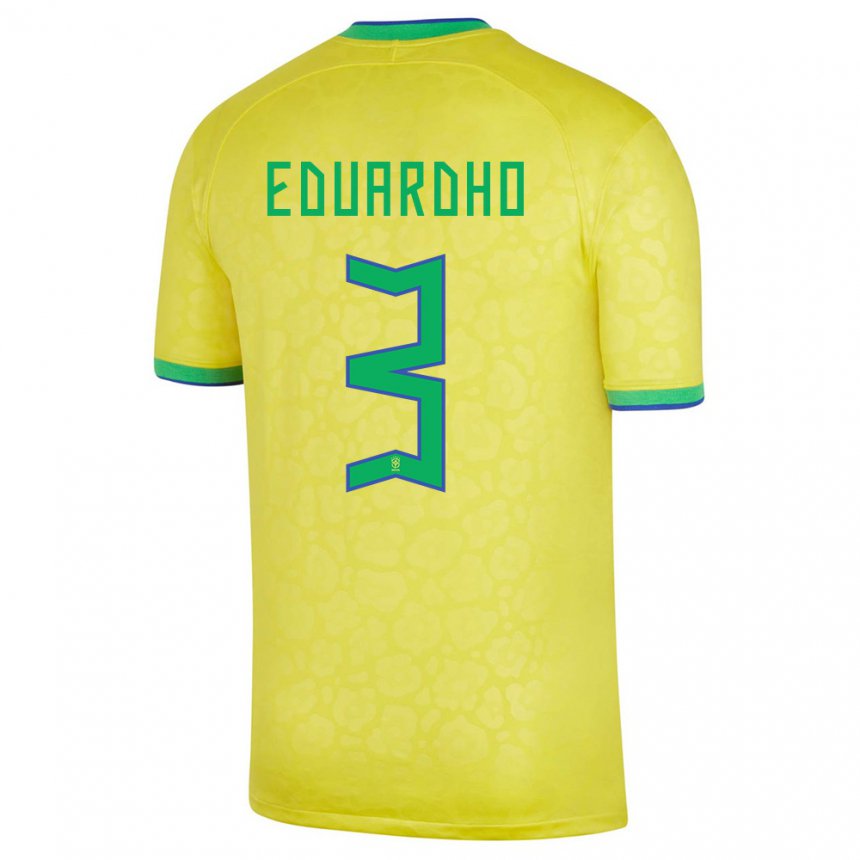 Hombre Camiseta Brasil Eduardho #3 Amarillo 1ª Equipación 22-24 La Camisa