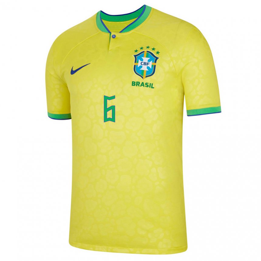 Hombre Camiseta Brasil Esquerdinha #6 Amarillo 1ª Equipación 22-24 La Camisa