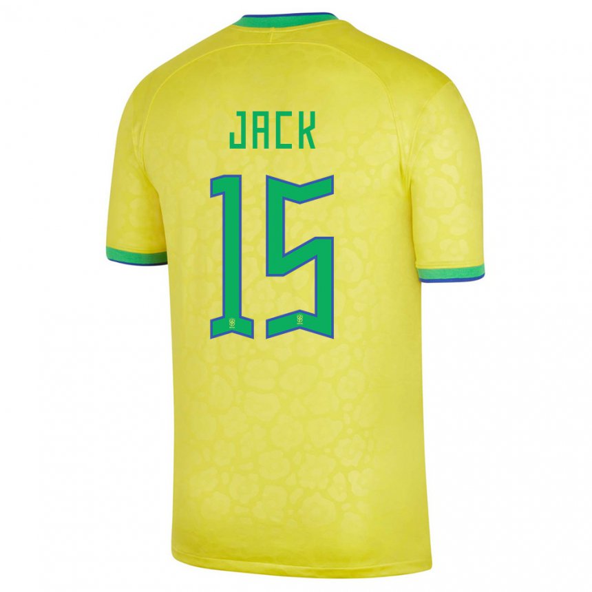 Hombre Camiseta Brasil Fellipe Jack #15 Amarillo 1ª Equipación 22-24 La Camisa