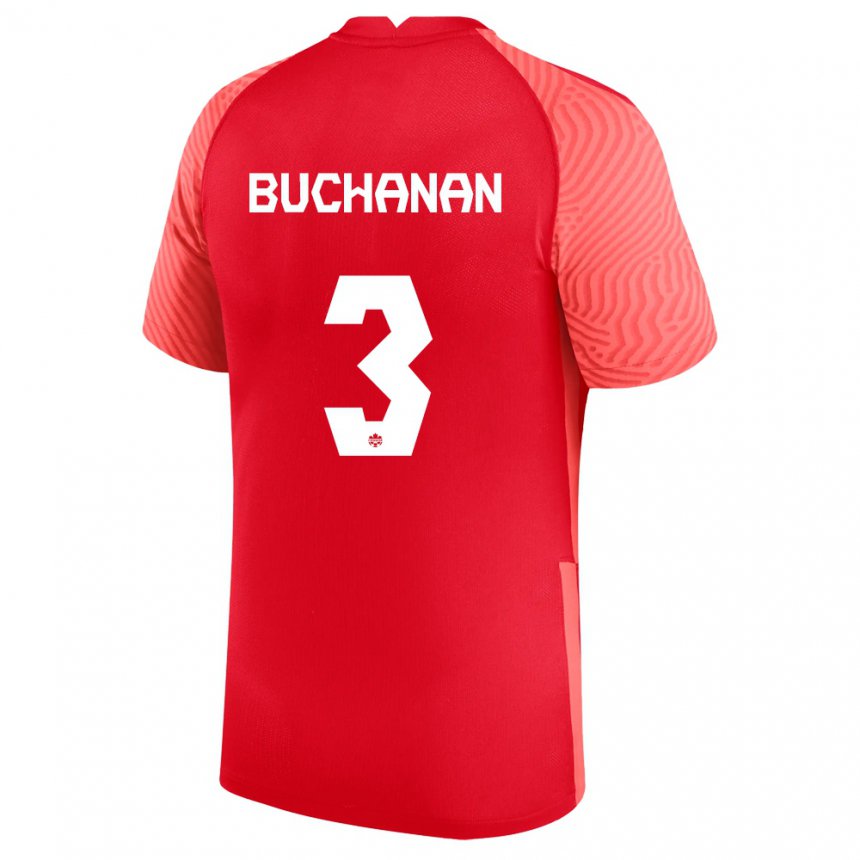 Hombre Camiseta Canadá Kadeisha Buchanan #3 Rojo 1ª Equipación 22-24 La Camisa