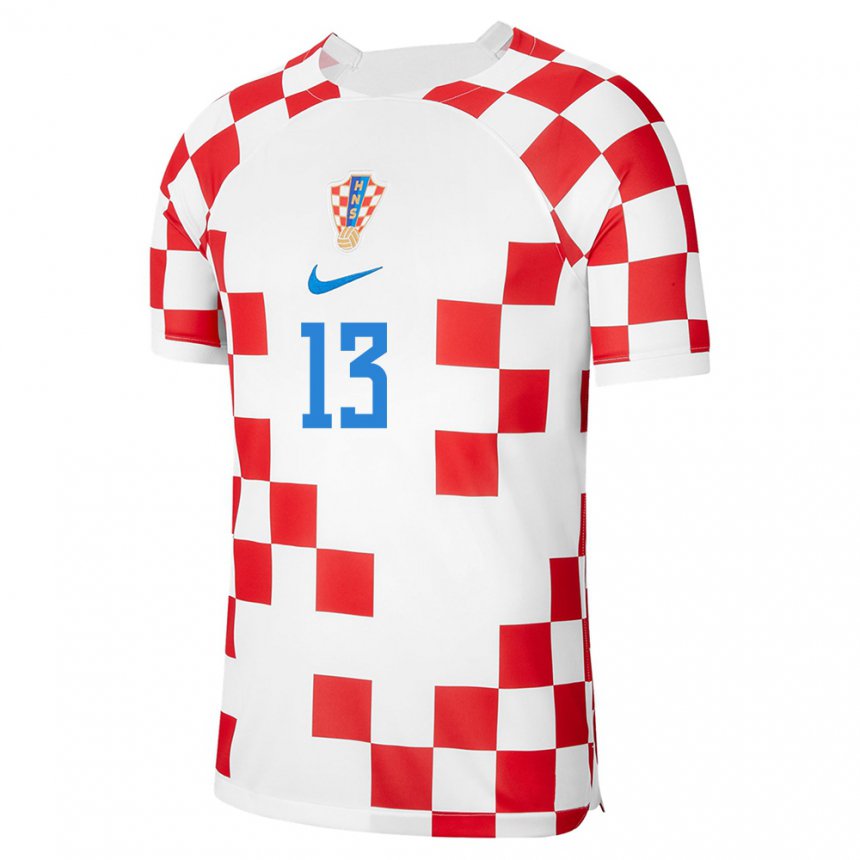 Hombre Camiseta Croacia Kresimir Krizmanic #13 Rojo Blanco 1ª Equipación 22-24 La Camisa