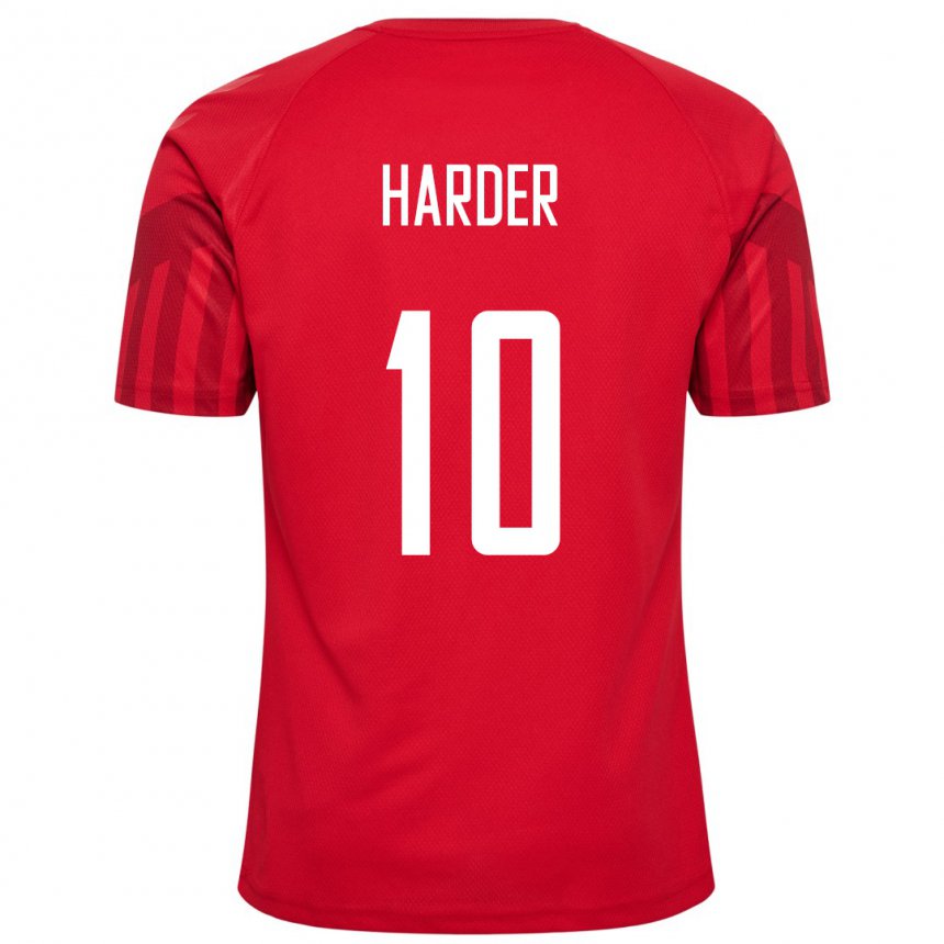 Hombre Camiseta Dinamarca Pernille Harder #10 Rojo 1ª Equipación 22-24 La Camisa
