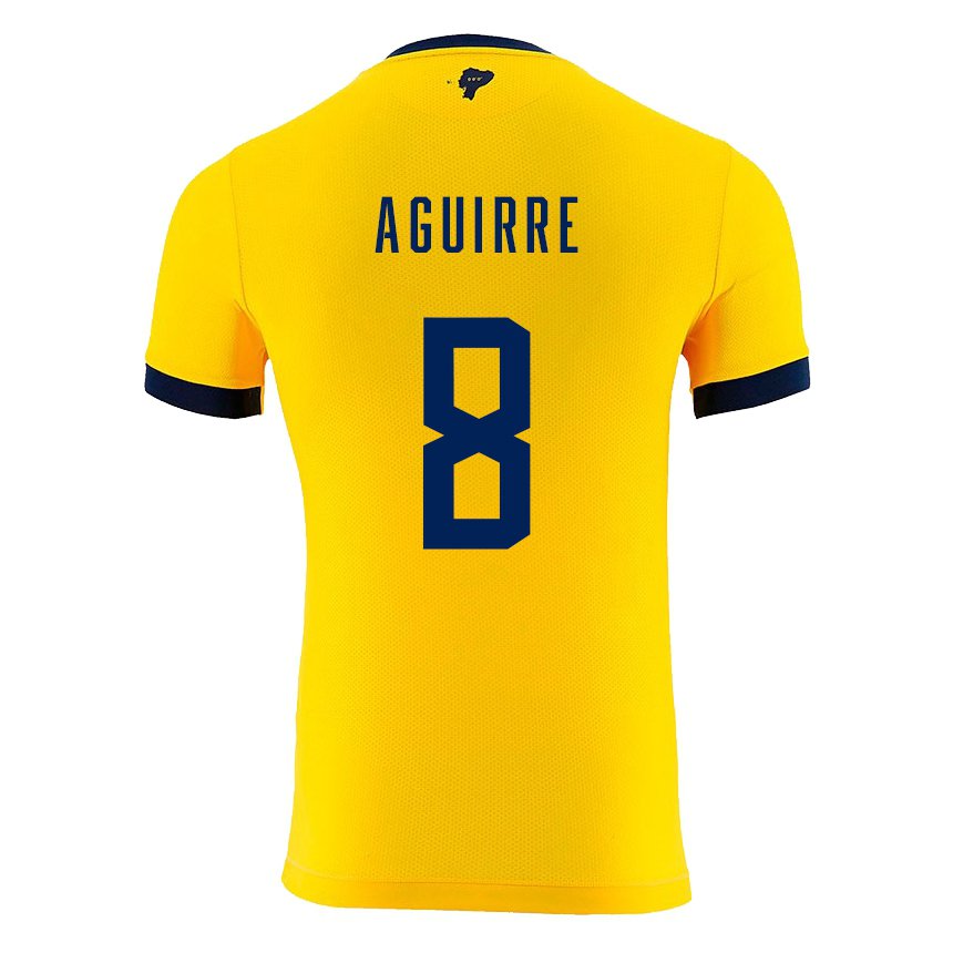 Hombre Camiseta Ecuador Marthina Aguirre #8 Amarillo 1ª Equipación 22-24 La Camisa