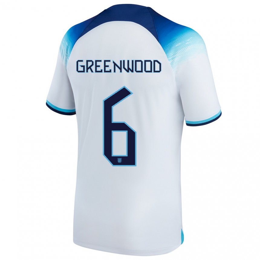 Hombre Camiseta Inglaterra Alex Greenwood #6 Blanco Azul 1ª Equipación 22-24 La Camisa