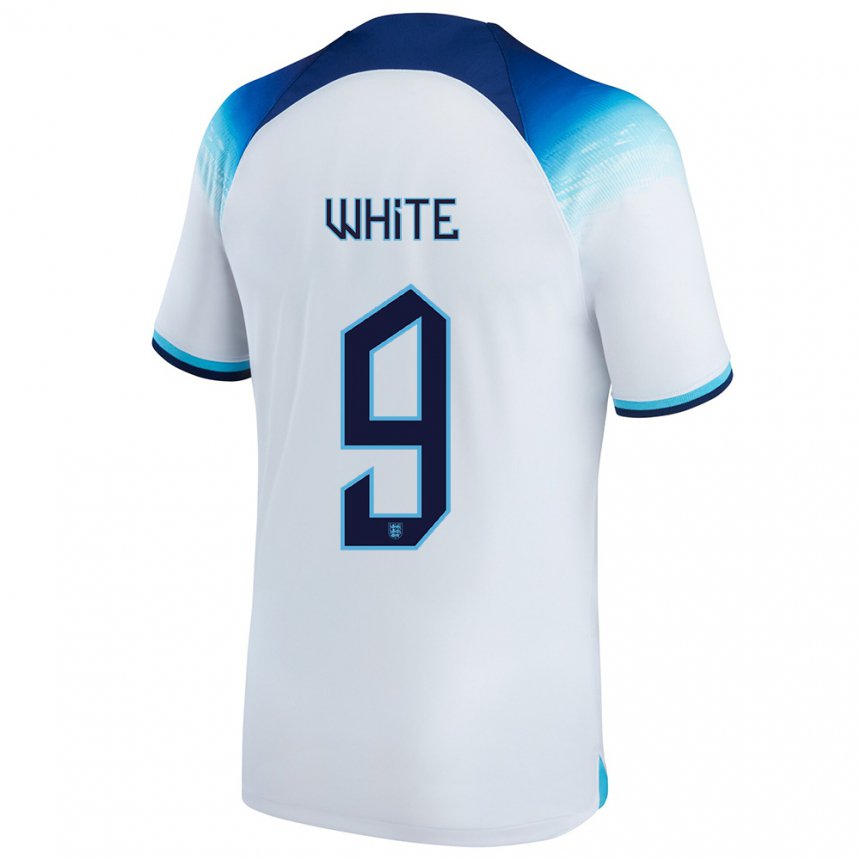 Hombre Camiseta Inglaterra Ellen White #9 Blanco Azul 1ª Equipación 22-24 La Camisa