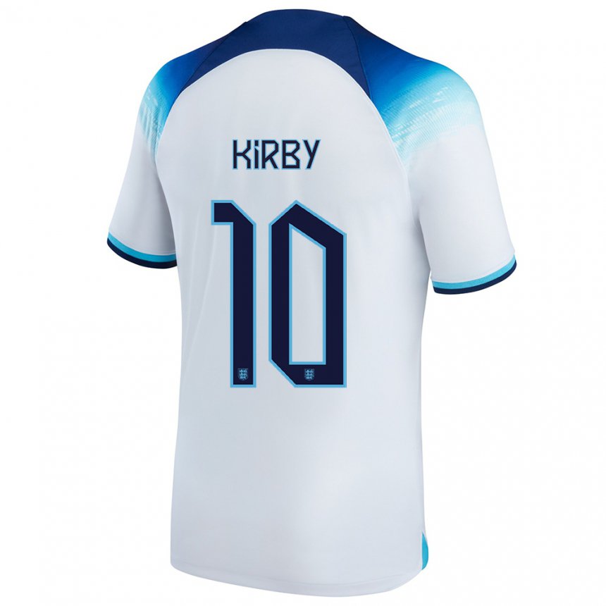 Hombre Camiseta Inglaterra Fran Kirby #10 Blanco Azul 1ª Equipación 22-24 La Camisa