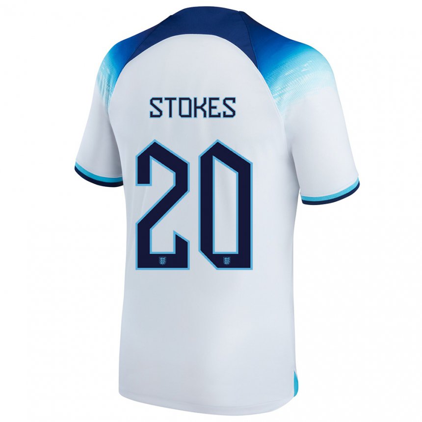 Hombre Camiseta Inglaterra Demi Stokes #20 Blanco Azul 1ª Equipación 22-24 La Camisa