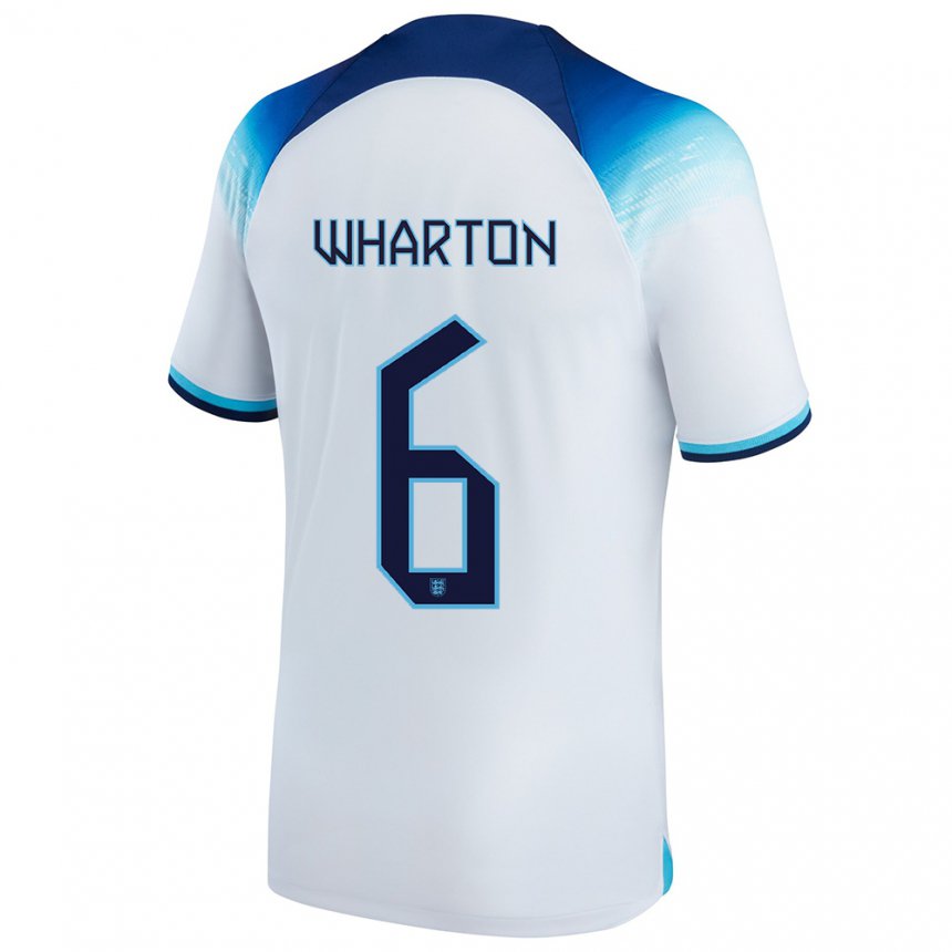 Hombre Camiseta Inglaterra Adam Wharton #6 Blanco Azul 1ª Equipación 22-24 La Camisa