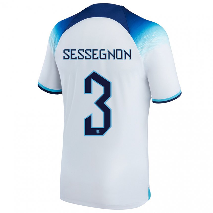 Hombre Camiseta Inglaterra Ryan Sessegnon #3 Blanco Azul 1ª Equipación 22-24 La Camisa