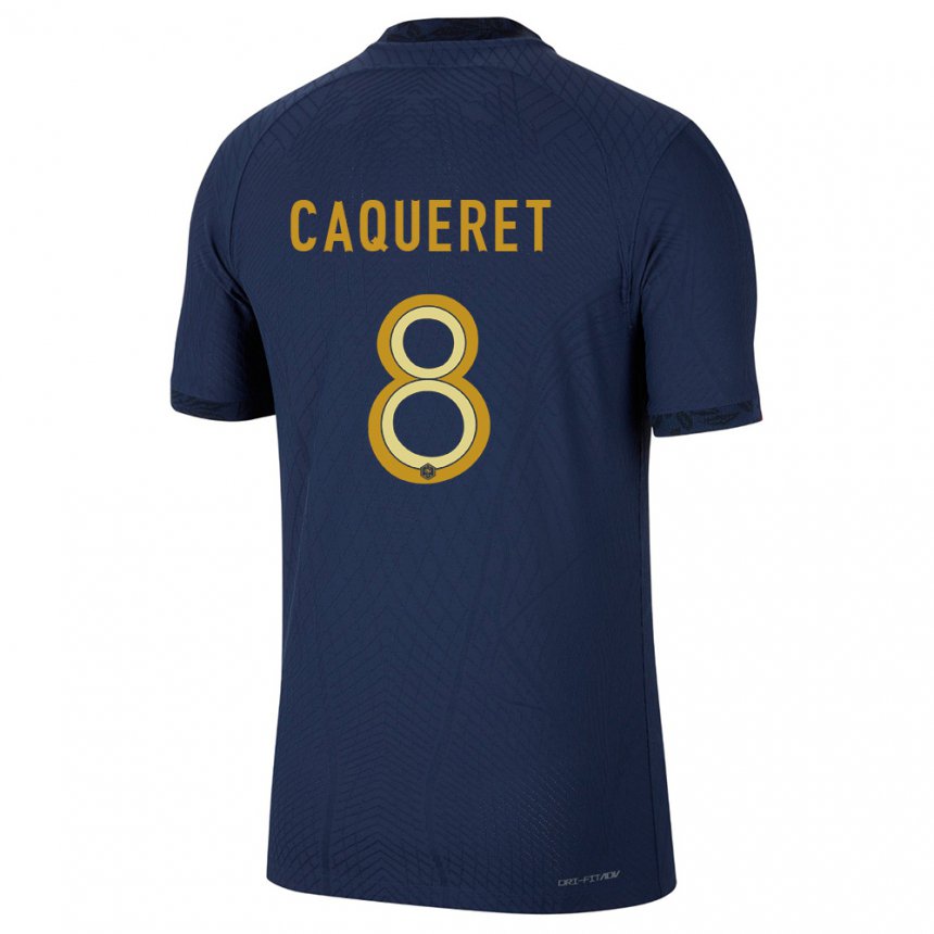 Hombre Camiseta Francia Maxence Caqueret #8 Azul Marino 1ª Equipación 22-24 La Camisa
