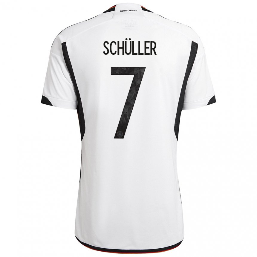 Hombre Camiseta Alemania Lea Schuller #7 Blanco Negro 1ª Equipación 22-24 La Camisa
