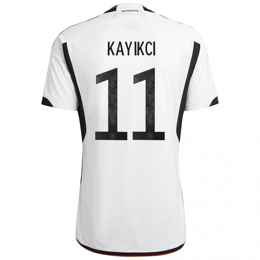 Hombre Camiseta Alemania Hasret Kayikci #11 Blanco Negro 1ª Equipación 22-24 La Camisa