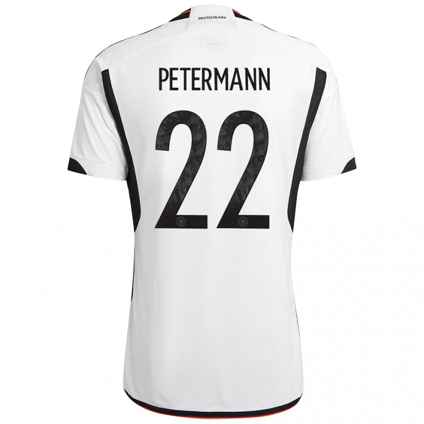 Hombre Camiseta Alemania Lena Petermann #22 Blanco Negro 1ª Equipación 22-24 La Camisa