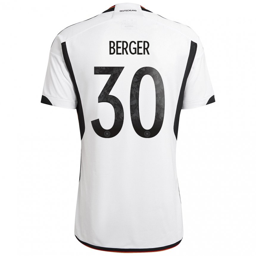Hombre Camiseta Alemania Ann Katrin Berger #30 Blanco Negro 1ª Equipación 22-24 La Camisa