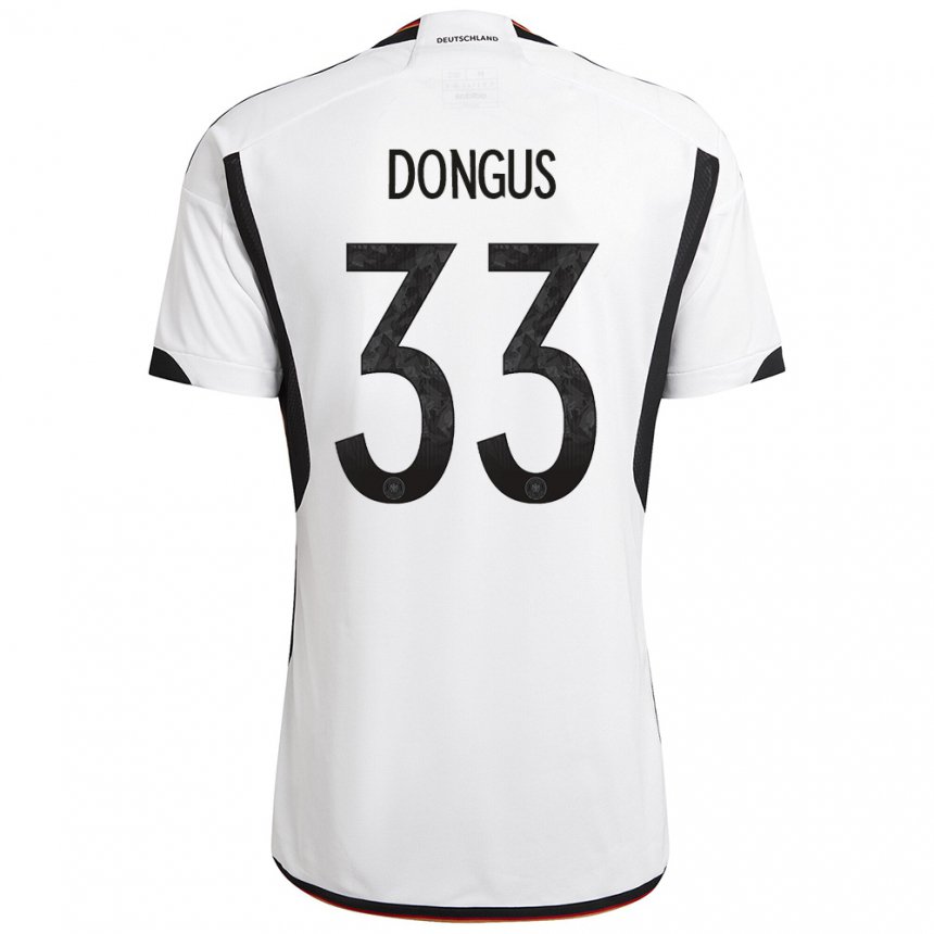 Hombre Camiseta Alemania Fabienne Dongus #33 Blanco Negro 1ª Equipación 22-24 La Camisa