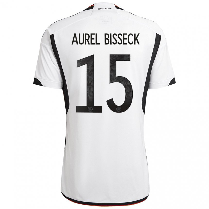 Hombre Camiseta Alemania Yann Aurel Bisseck #15 Blanco Negro 1ª Equipación 22-24 La Camisa