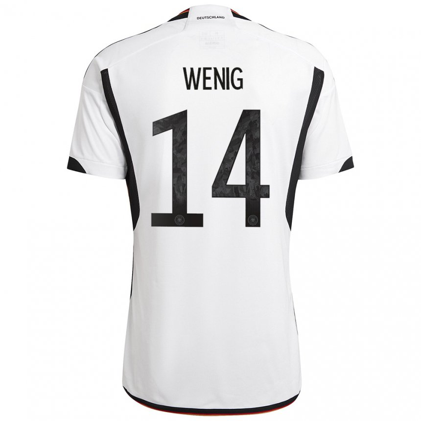 Hombre Camiseta Alemania Marcel Wenig #14 Blanco Negro 1ª Equipación 22-24 La Camisa