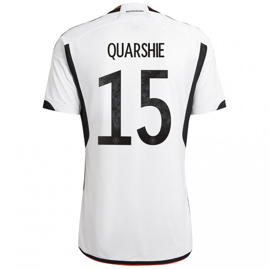 Hombre Camiseta Alemania Joshua Quarshie #15 Blanco Negro 1ª Equipación 22-24 La Camisa
