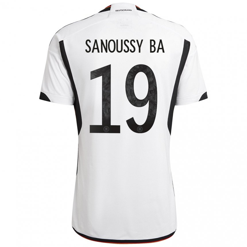 Hombre Camiseta Alemania Sanoussy Ba #19 Blanco Negro 1ª Equipación 22-24 La Camisa