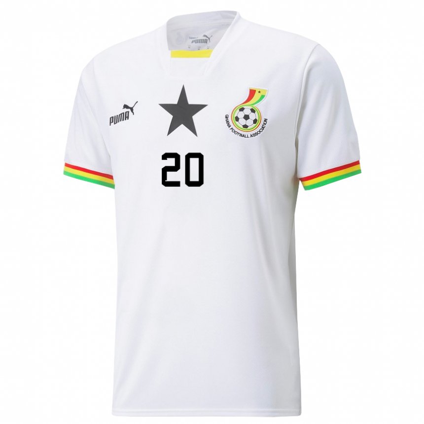 Hombre Camiseta Ghana Linda Amoako #20 Blanco 1ª Equipación 22-24 La Camisa