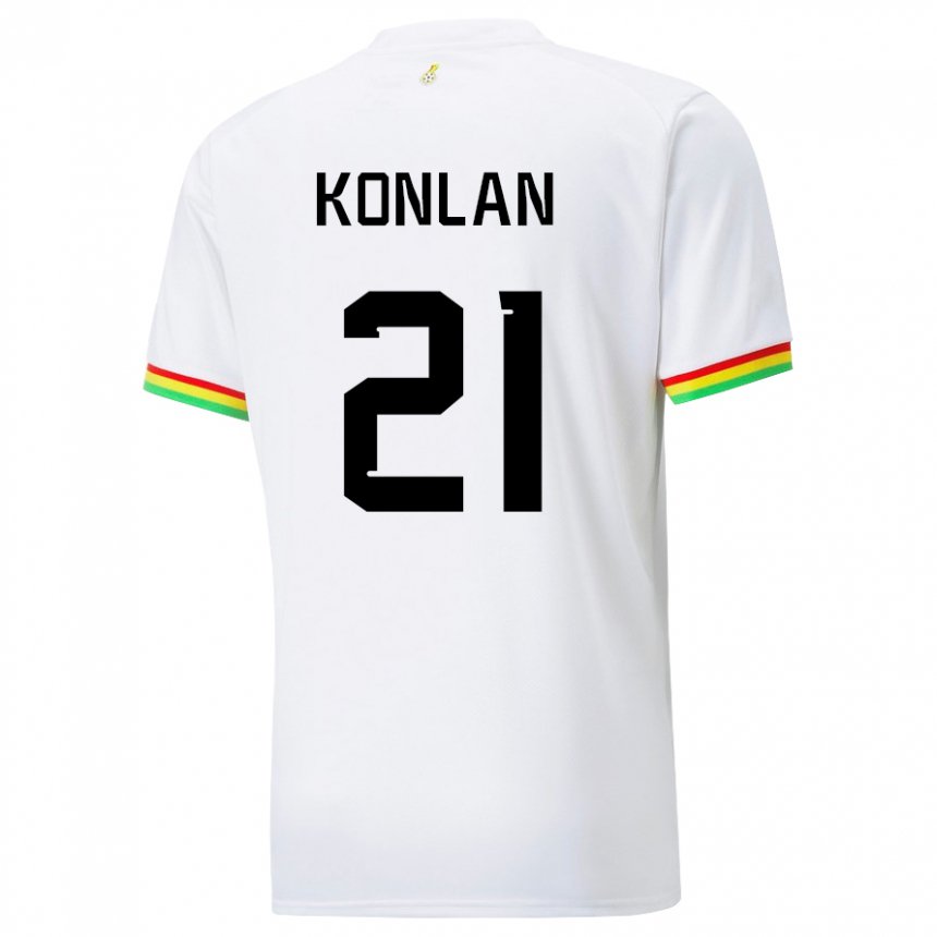 Hombre Camiseta Ghana Cynthia Konlan #21 Blanco 1ª Equipación 22-24 La Camisa