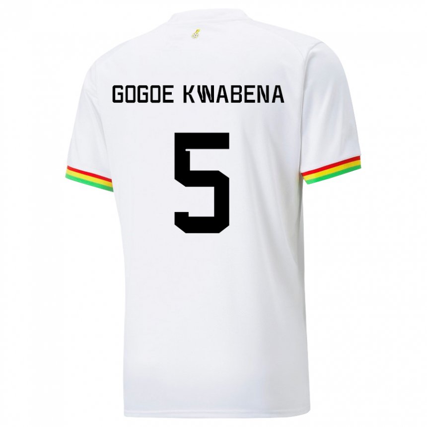 Hombre Camiseta Ghana Boahen Gogoe Kwabena #5 Blanco 1ª Equipación 22-24 La Camisa