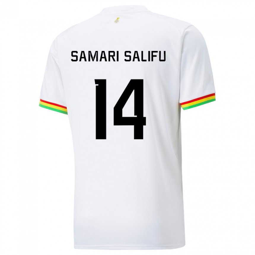 Hombre Camiseta Ghana Abass Samari Salifu #14 Blanco 1ª Equipación 22-24 La Camisa