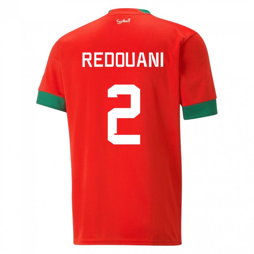Hombre Camiseta Marruecos Zineb Redouani #2 Rojo 1ª Equipación 22-24 La Camisa