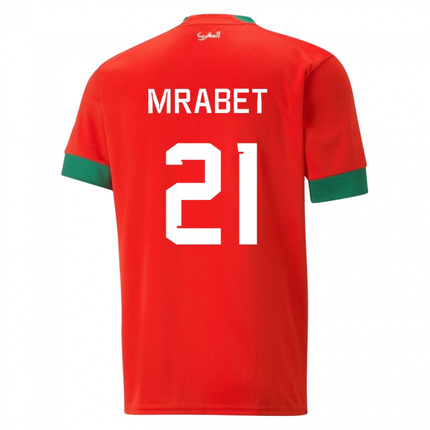 Hombre Camiseta Marruecos Yasmin Mrabet #21 Rojo 1ª Equipación 22-24 La Camisa