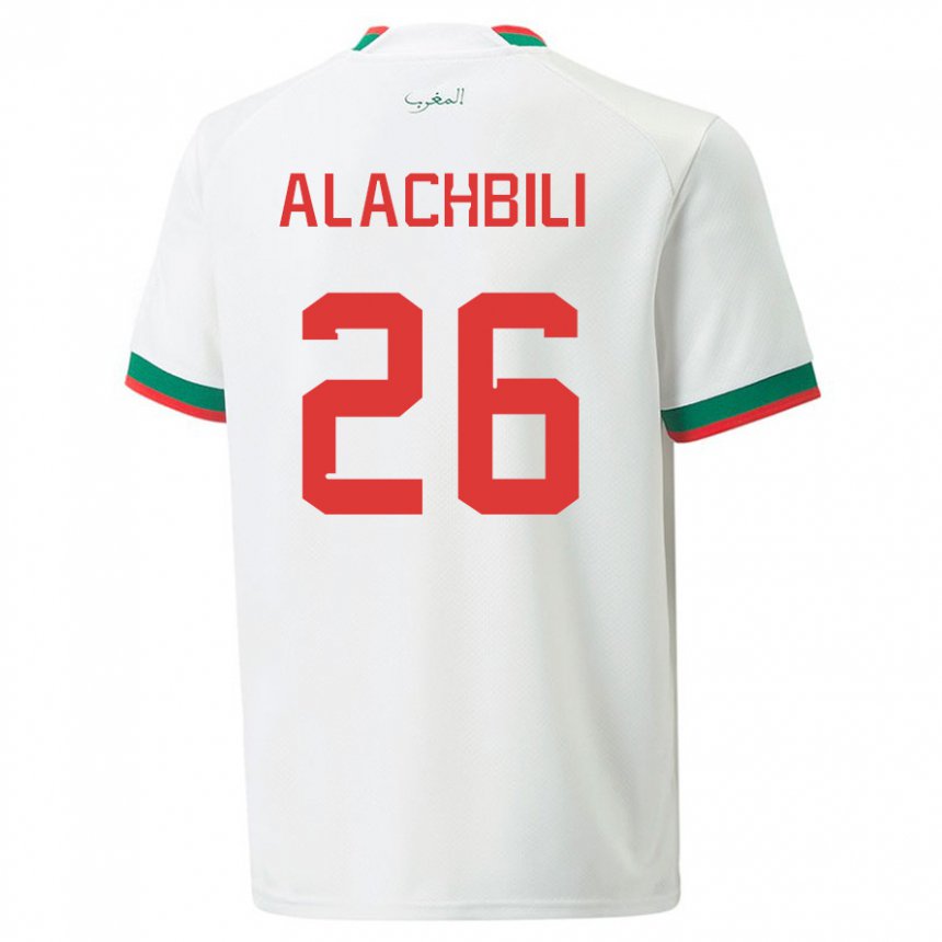 Hombre Camiseta Marruecos Taha Alachbili #26 Blanco 2ª Equipación 22-24 La Camisa