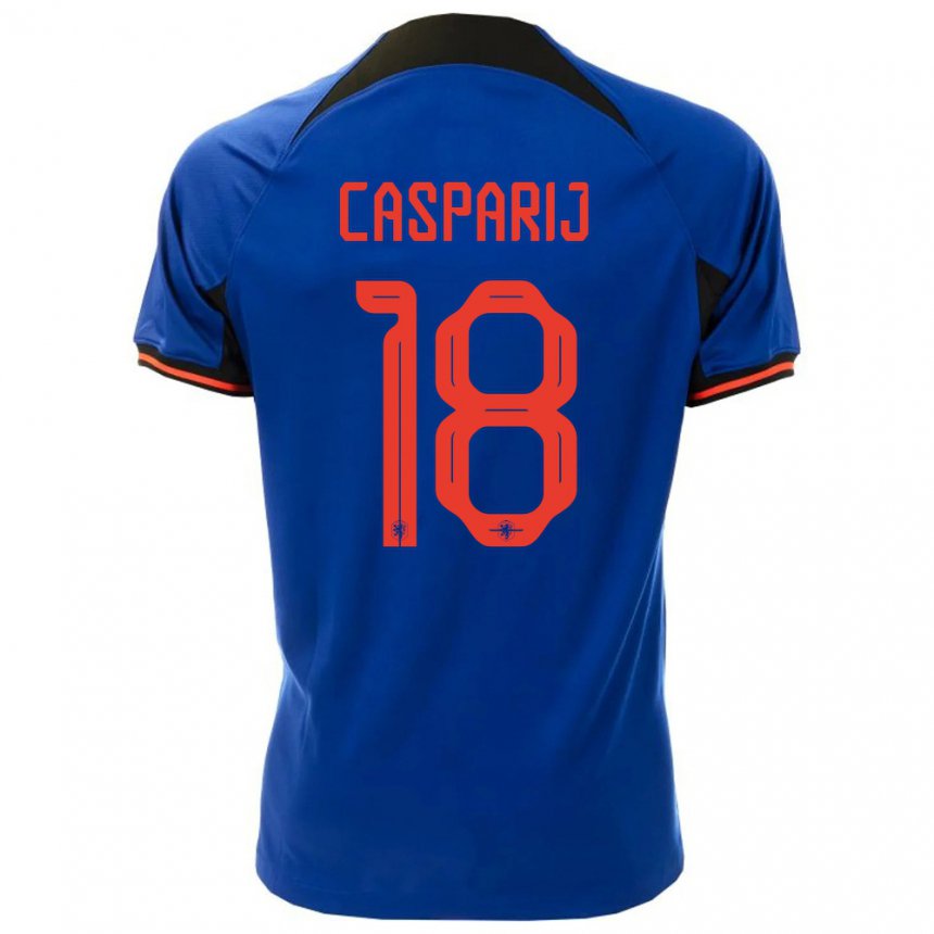 Hombre Camiseta Países Bajos Kerstin Casparij #18 Azul Real 2ª Equipación 22-24 La Camisa