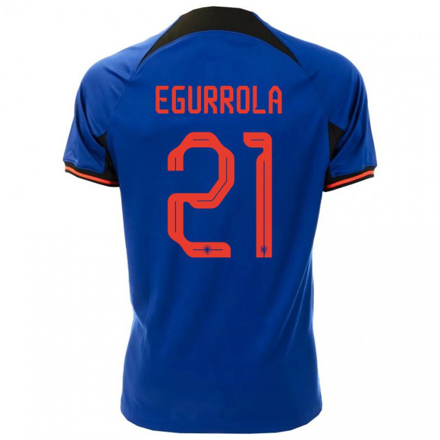 Hombre Camiseta Países Bajos Damaris Egurrola #21 Azul Real 2ª Equipación 22-24 La Camisa