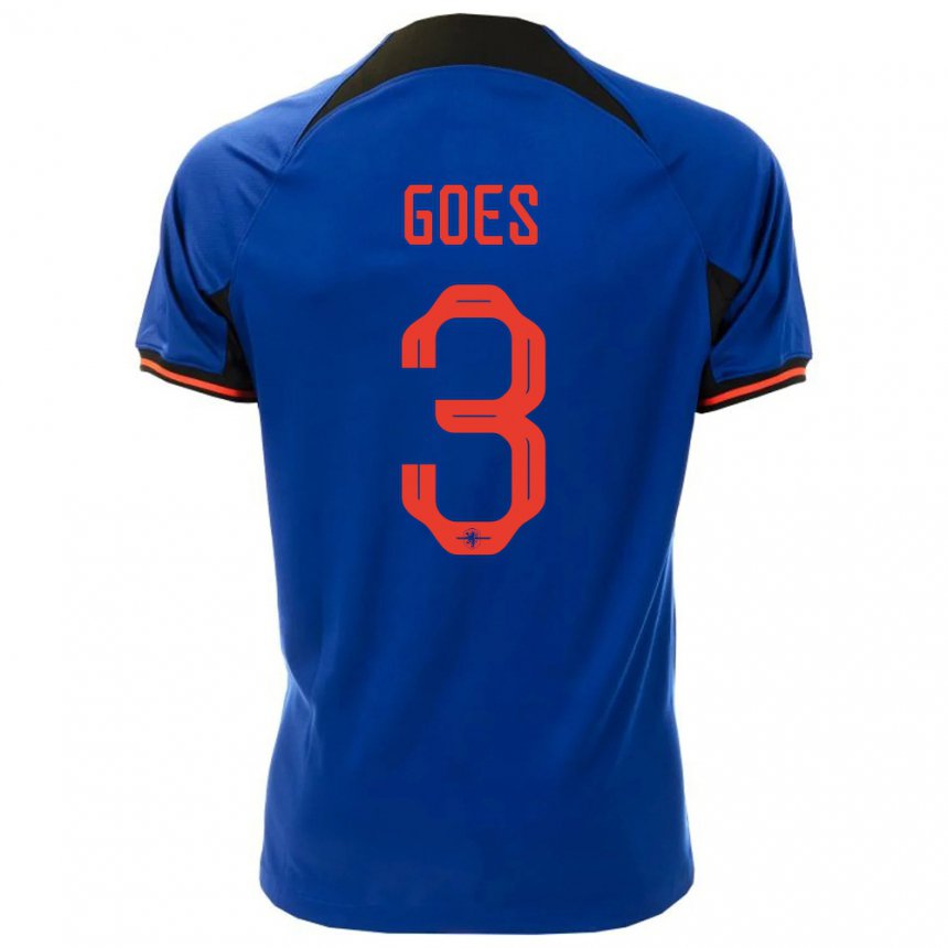 Hombre Camiseta Países Bajos Wouter Goes #3 Azul Real 2ª Equipación 22-24 La Camisa