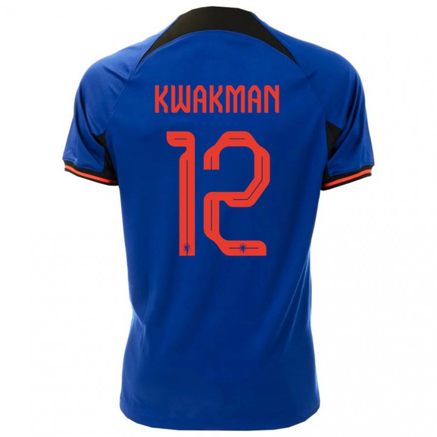 Hombre Camiseta Países Bajos Dave Kwakman #12 Azul Real 2ª Equipación 22-24 La Camisa