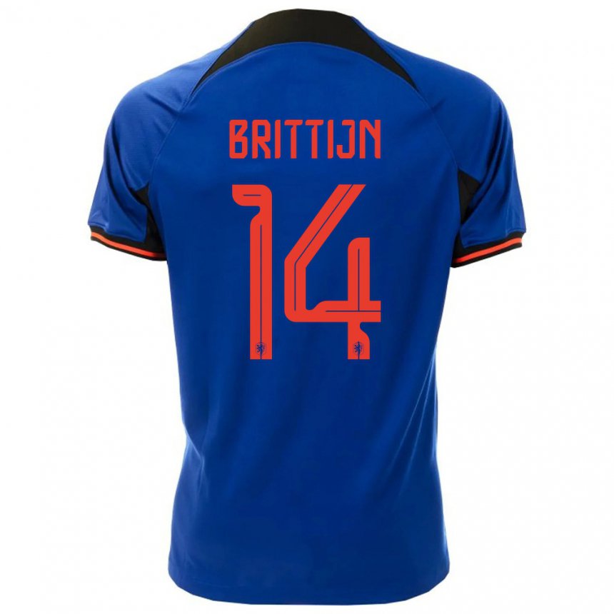 Hombre Camiseta Países Bajos Philip Brittijn #14 Azul Real 2ª Equipación 22-24 La Camisa