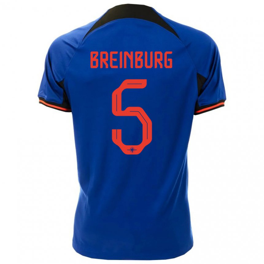 Hombre Camiseta Países Bajos Rainey Breinburg #5 Azul Real 2ª Equipación 22-24 La Camisa