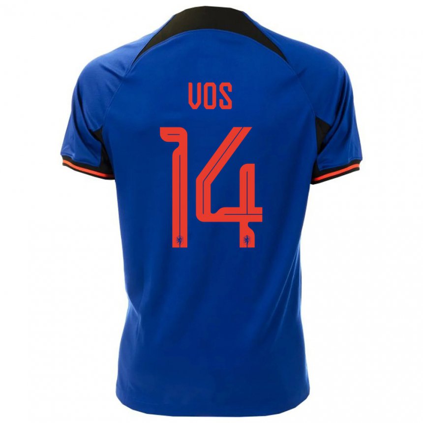 Hombre Camiseta Países Bajos Silvano Vos #14 Azul Real 2ª Equipación 22-24 La Camisa