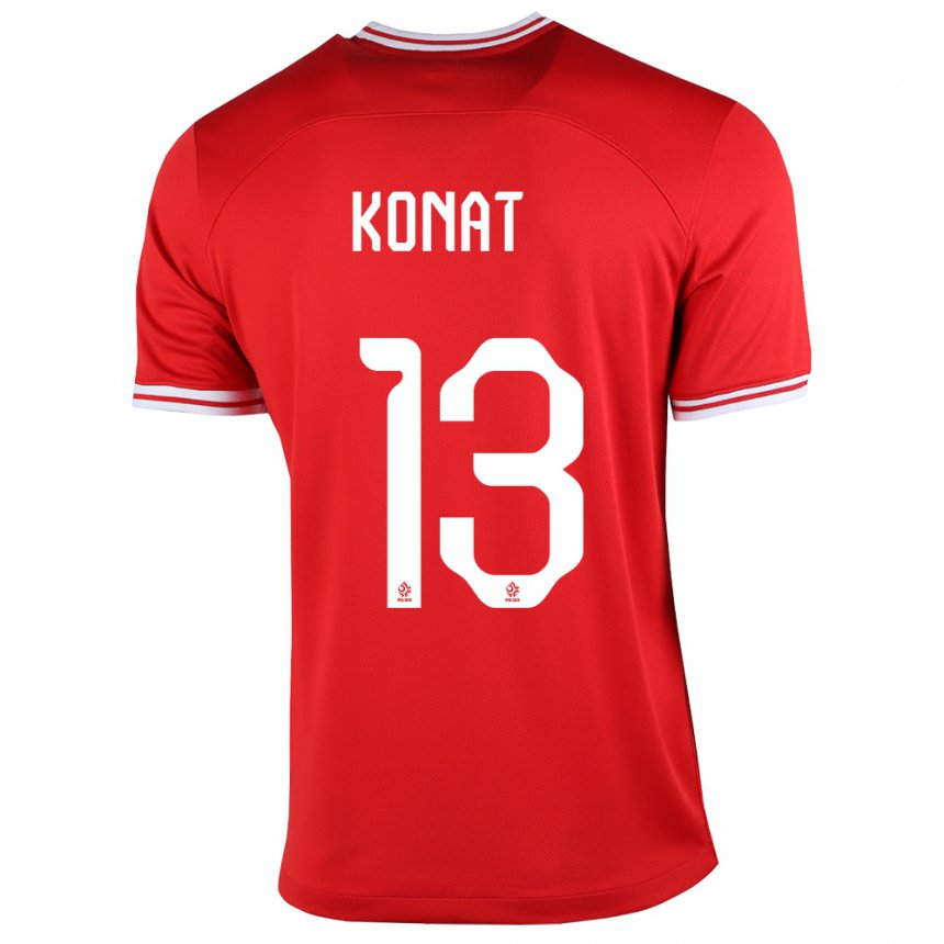 Hombre Camiseta Polonia Katarzyna Konat #13 Rojo 2ª Equipación 22-24 La Camisa