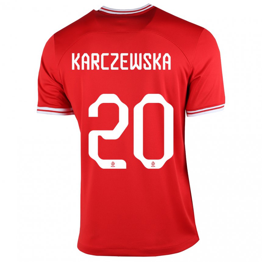 Hombre Camiseta Polonia Nikola Karczewska #20 Rojo 2ª Equipación 22-24 La Camisa
