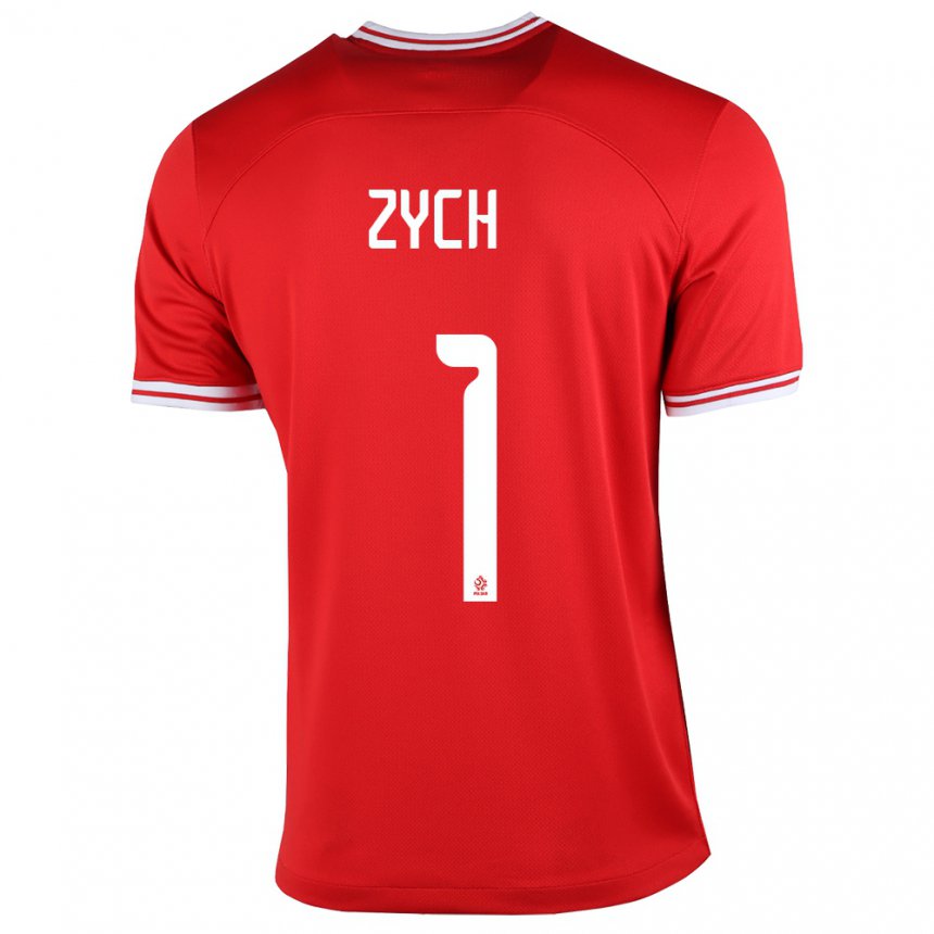 Hombre Camiseta Polonia Oliwier Zych #1 Rojo 2ª Equipación 22-24 La Camisa