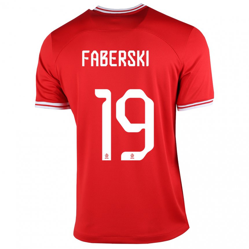 Hombre Camiseta Polonia Jan Faberski #19 Rojo 2ª Equipación 22-24 La Camisa
