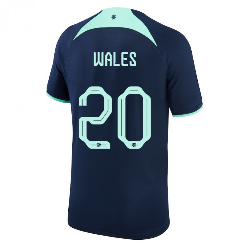 Hombre Camiseta Australia Lachlan Wales #20 Azul Oscuro 2ª Equipación 22-24 La Camisa