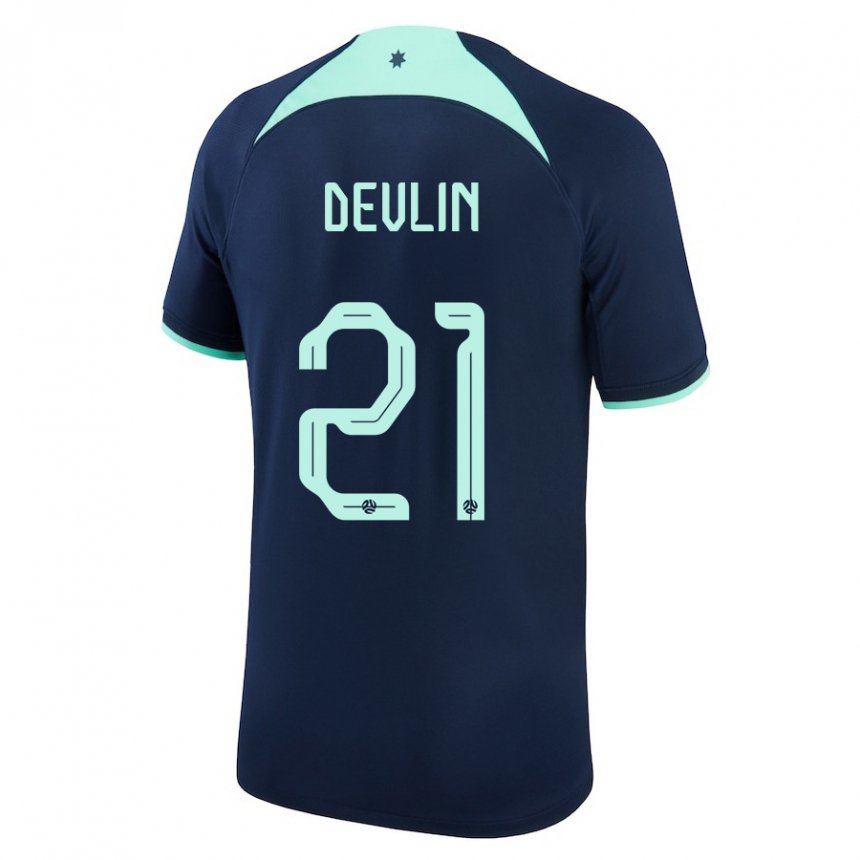 Hombre Camiseta Australia Cameron Devlin #21 Azul Oscuro 2ª Equipación 22-24 La Camisa
